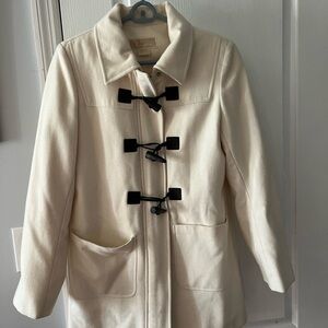 Cream Toggle Coat with Black Accents